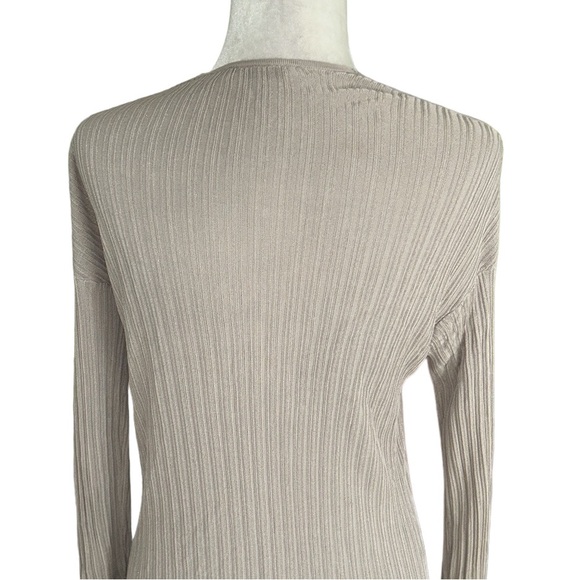 MM Lafleur Graham Beige Ribbed Tie Front Draped Kimono Long Ballet Cardigan - M - Picture 12 of 16